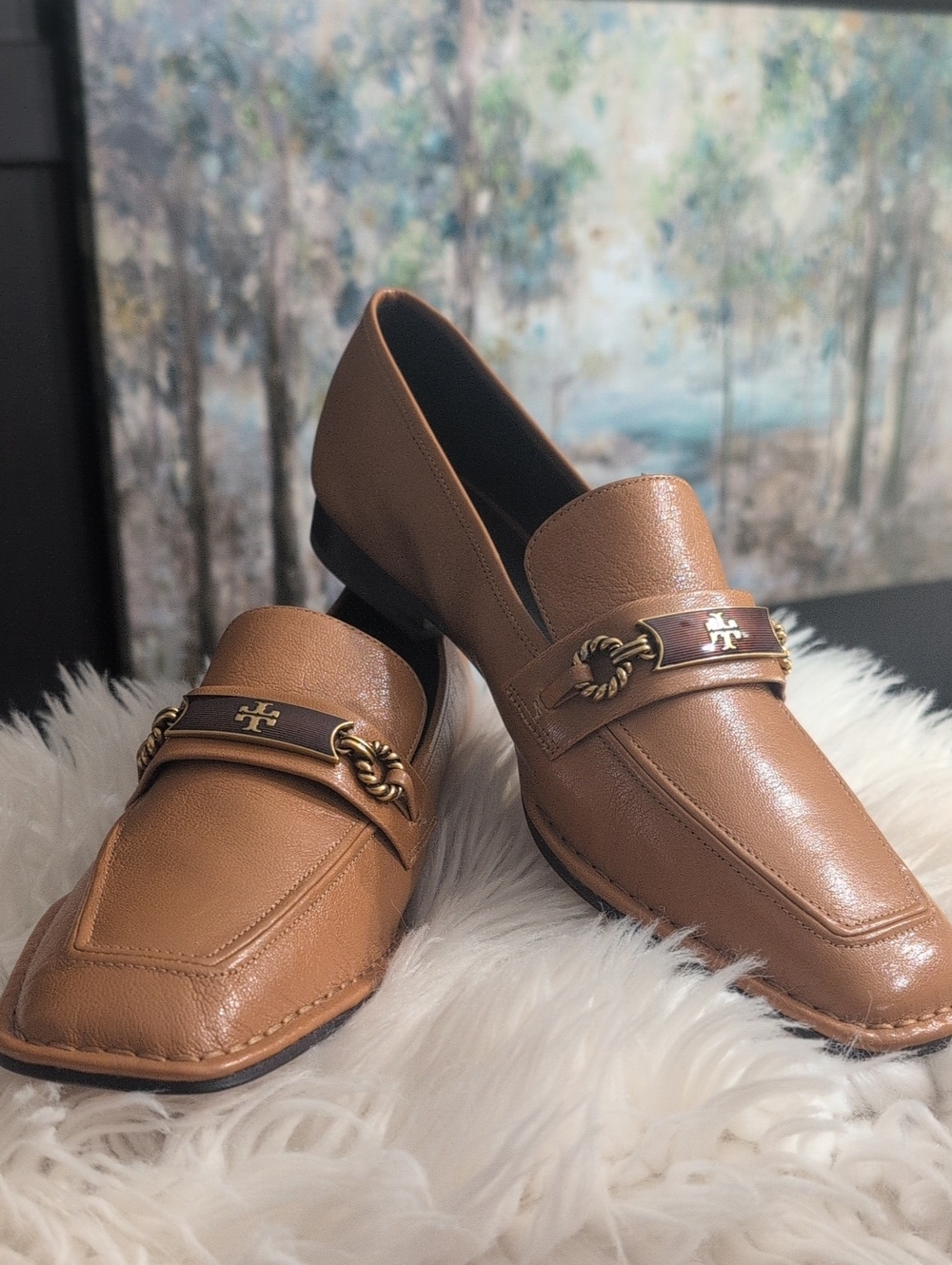 Tory Burch Perrine Flat Loafers in the color "Caramel Corn" Size 11